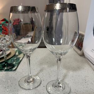 Versace Greek Key Wine Glasses Water Goblets